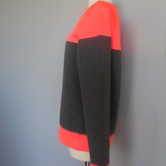 Athleta Fuse Cosmic Orange Pullover Neoprene Top Gray Longleseve Sweatshirt Top - Picture 5 of 12